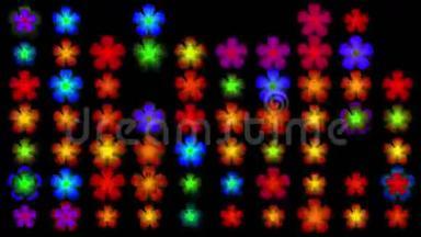 彩色花瓣自然霓虹灯图案&彩色点阵矩阵。